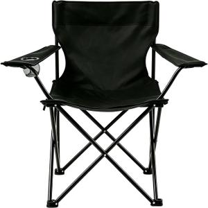 1 Pack Portable Camping Chair, Lightweight Folding Lawn Chair with Cup Holder and Carry Bag, Collapsible Outdoor Chair for Sports, Fishing, Hiking, Picnic, Backyard, 300LBS Black-Dark, 1PCS