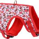 Mile High Life Velcro Dog Harness, Air Mesh Floral Vest Harness for 20 lbs Small Dogs & Cats, Easy Get on Adjustable Easy Closures Both Neck and Chest(Peony Rose, M Chest 18"-20")