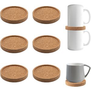 8 Pack Coffee Mug Stackers for 3.9'' Mugs, Cup Storage Accessories Cork Stackable Gadget Space-Saving Coffee Cup Organizers for Home Kitchen, Cupboard, Pantry, Office Tea Room (Brown)
