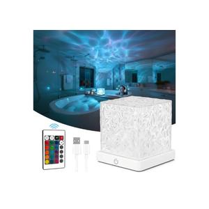Rechargeable Shower Light No Wiring, 16 Color Changing Ocean Wave Lamp Projector, Waterproof Shower Mood Light Cube with Remote, Bathroom Mood Lighting, Bathtub Lights for Relaxing Spa, Bath, Bedroom