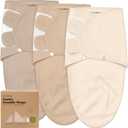 3-Pack Organic Baby Swaddle Sleep Sacks - Swaddles for Newborns, Infant 0-3 Months, Baby Girls, Boys, Soft & Snug Newborn Sleep Sack, Nursery Swaddling Blankets (Ecru, OS)