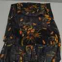 GothDark Women's Summer Floral Mesh Ruffle Dress Short Sleeve Round Neck Waist Cinched Casual Maxi Wedding Guest Dresses (XS)