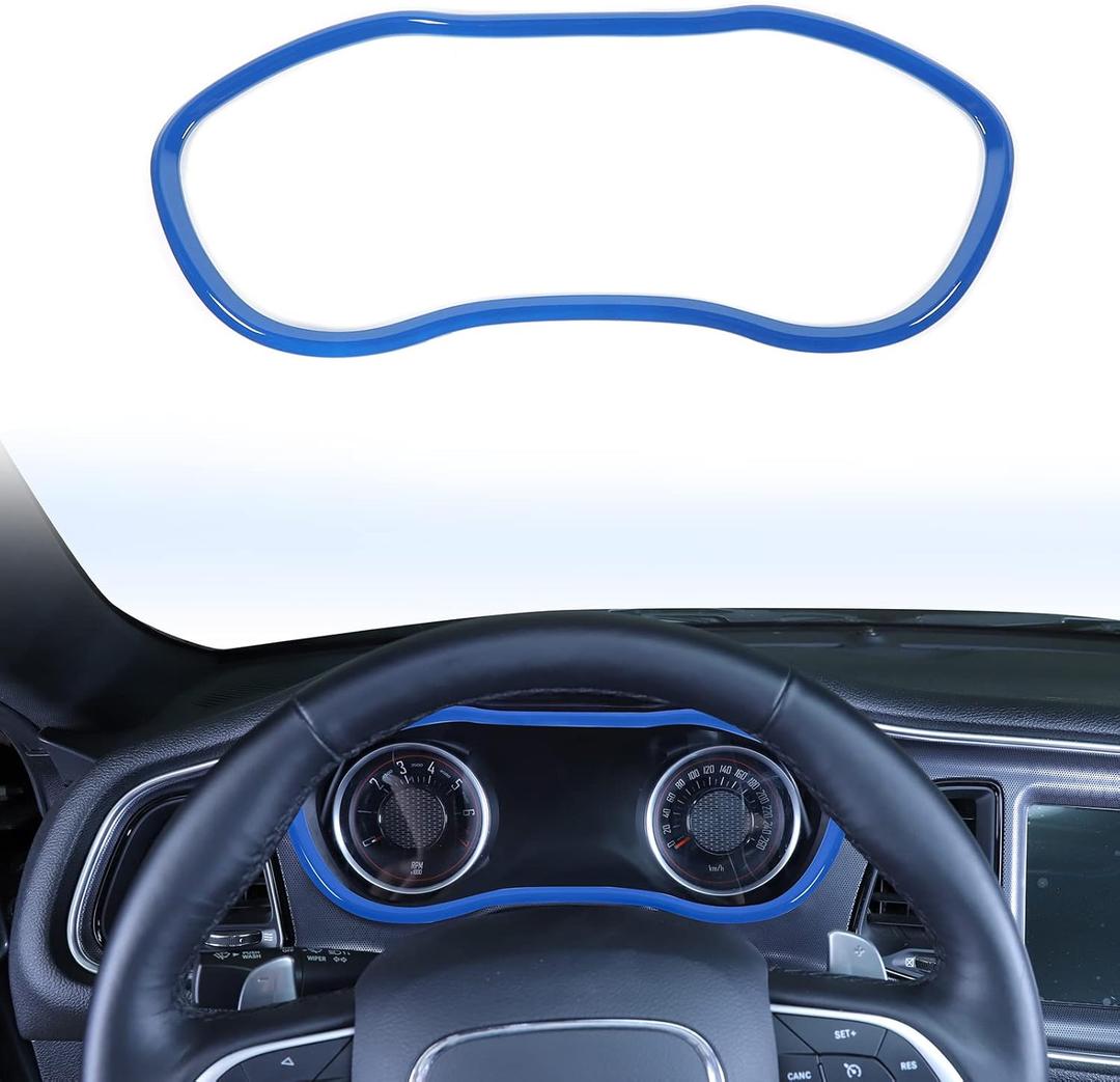 Voodonala for Challenger Dash Trim Dashboard Decoration Red Accessories for Dodge Challenger 2015-2022 (Blue,ABS,1PC)