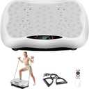 Vibration Plate Exercise Machine, Vibrating Equipment for Weight Loss and Lymphatic Drainage Massager, 3D Waver Exerciser for Fitness, Full Body Workout Shake Board with 120 speeds (White)