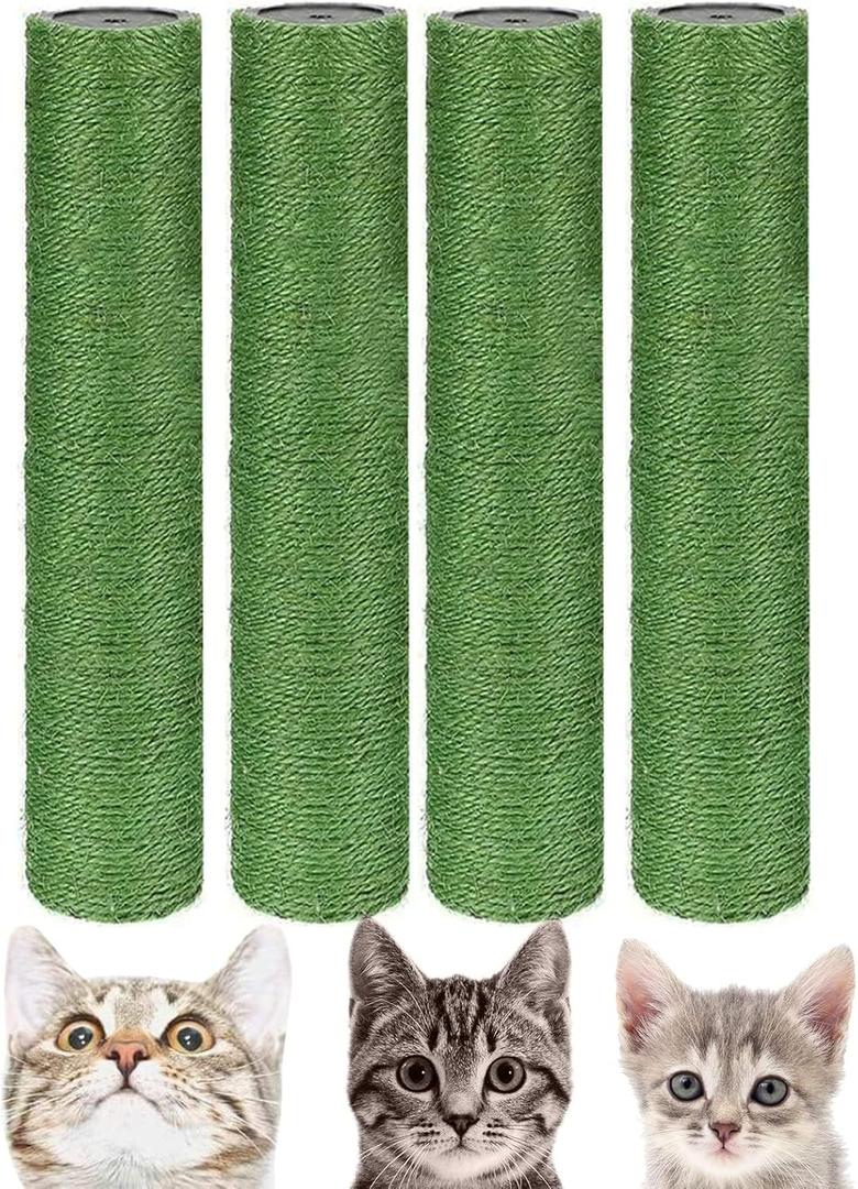BNOSDM 4 Pcs M8 15”x2.75” Cat Tree Scratching Post Replacement Parts for Indoor Cats Tower Rope Scratch Poles Refill Sisal Pole Part for Refurbishment Hemp Kitty Furniture Accessories Spare
