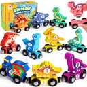 Wooden Dinosaur Train Set, Magnetic Dinosaur Toys and Number Train for Toddlers, Educational Montessori Toy for Counting and Motor Skills, for 3-5 Year Old Boys Girls