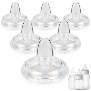 Sippy Spout Nipple for Evenflo Balance Plus Wide Neck Baby Bottles&Glass Bottle,Variable Flow, Silicone Conversion Nipples,6+ Months,6 Count