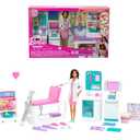 Barbie Fast Cast Clinic Playset, Brunette Barbie Doctor Doll, 30+ Play Pieces, 4 Play Areas, Cast & Bandage Making, Medical & X-ray Stations, Exam Table, Gift Shop & More, Great Toy for 3 Years & Up