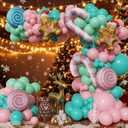 Pastel Christmas Balloon Arch Garland Kit, 147Pcs Pink Green Blue Balloons and Gingerbread Man Candy Foil Balloons for Christmas Candyland Holiday New Year Birthday Party Decorations