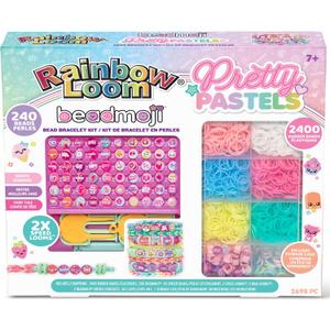 Rainbow Loom Pretty Pastels, Beadmoji, Bracelet Making Kit for Girls - Includes Speed Loom and Dual Hook for Twice The Fun - Create Personalized Bracelets, Ages 7+
