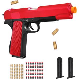 Toy Pisto for Ages 8-13 Boys Kids with 50 Soft Bullets 40 Shells Soft Bullet Shell Ejecting Toy Gun Outdoor Shooting Training Games Christmas Halloween Birthday Gifts 8+ (Red)