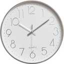 Jomparis Modern 12" Battery Operated Non-Ticking Silent Sweep Movement Wall Clock Decorative for Office, Kitchen, Living Room, Bedroom, Bathroom Silver Plastic Frame