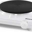 Elite Gourmet ESB-301F Countertop Single Cast Iron Burner, 1000 Watts Electric Hot Plate, Temperature Controls, Power Indicator Lights, Easy to Clean, White