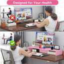 Dual Monitor Stand Riser with Phone Tablet Holder, 35.8in Large Monitor Stand for Desk, Computer Monitor Stand for 2 Monitors, Desk Shelf for Top of Desk, Desktop Organizer for Laptop, Printer, TV (35.7" Pink)