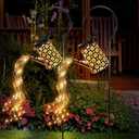 2 Pack Solar Watering Can with Lights,Solar Outdoor Garden Decor Waterproof Hanging Lantern Landscape Lights Outside Decorations for Yard Lawn Patio Gardening Gifts. (Warm White-2)