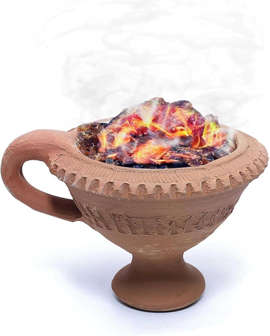 Handmade Earthen Clay Loban Burner Diya/Terracotta Decorative/Loban Burner Diya Natural Clay Diya/Dhoop Dan with Handle (4 Inch Size 100% Pure Mitti)