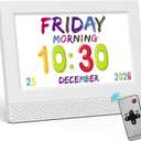 Kids Digital Alarm Clock with Voice Scene Reminders, 7" Eye-Caring Display | Watercolor Wallpapers, Auto Dimming DST/Calendar Clock, Sleep Trainer Easy Setup Gift-Ready Box for Kids Birthday with Remote