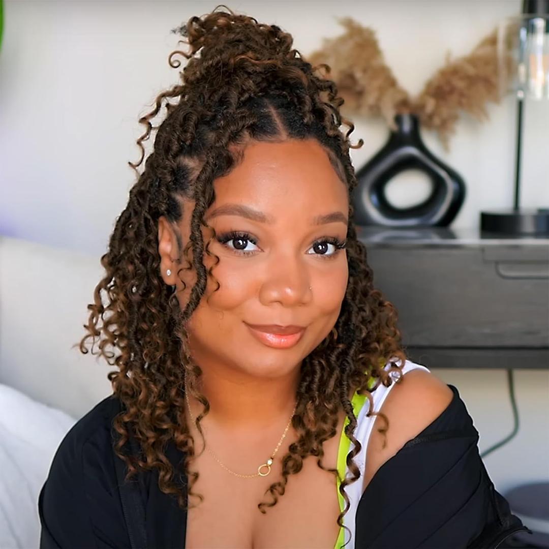 LIYATE Goddess Locs Crochet Hair 12 Inch 6 Packs Faux Locs Crochet Hair for Black Women Pre Looped Soft River Locs Crochet Braids with Curly Hair Bohemian Hippie Locs Hair Extensions(T1B/30)