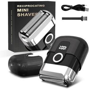 Electric Foil Shaver for Men: Mini Electric Razor for Face/Beard - 3 Floating Blades Cordless Razor with LED Display - IPX7 Waterproof Wet Dry Shaving for Travel & Home, USB Type C