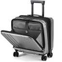 TydeCkare 16" Carry on Luggage with 2 Laptop Compartments, Lightweight Hardshell ABS+PC Suitcase with Dual Control TSA Lock, with YKK Zipper, 4 Spinner Silent Wheels, for Business Travel, Silver Grey
