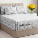 Extra Deep King Sheet Set - 6 Piece Breathable & Cooling Sheets - Hotel Luxury Bedding Set w/ 18-24 Inch Extra Deep Pockets - Easy & Secure Fit - Soft, Wrinkle Free and Comfy - Grey Stripes, King Size