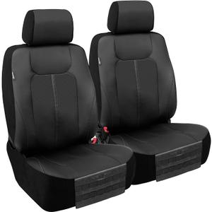 Season Guard Dakota Truck Seat Covers; Universal Fit for Large or SUV; Heavy Duty Design; Front and Rear Storage Pockets, Built-in Molle Style Organizer; Semi-Custom Fit; Faux Leather; 2pcs, Black