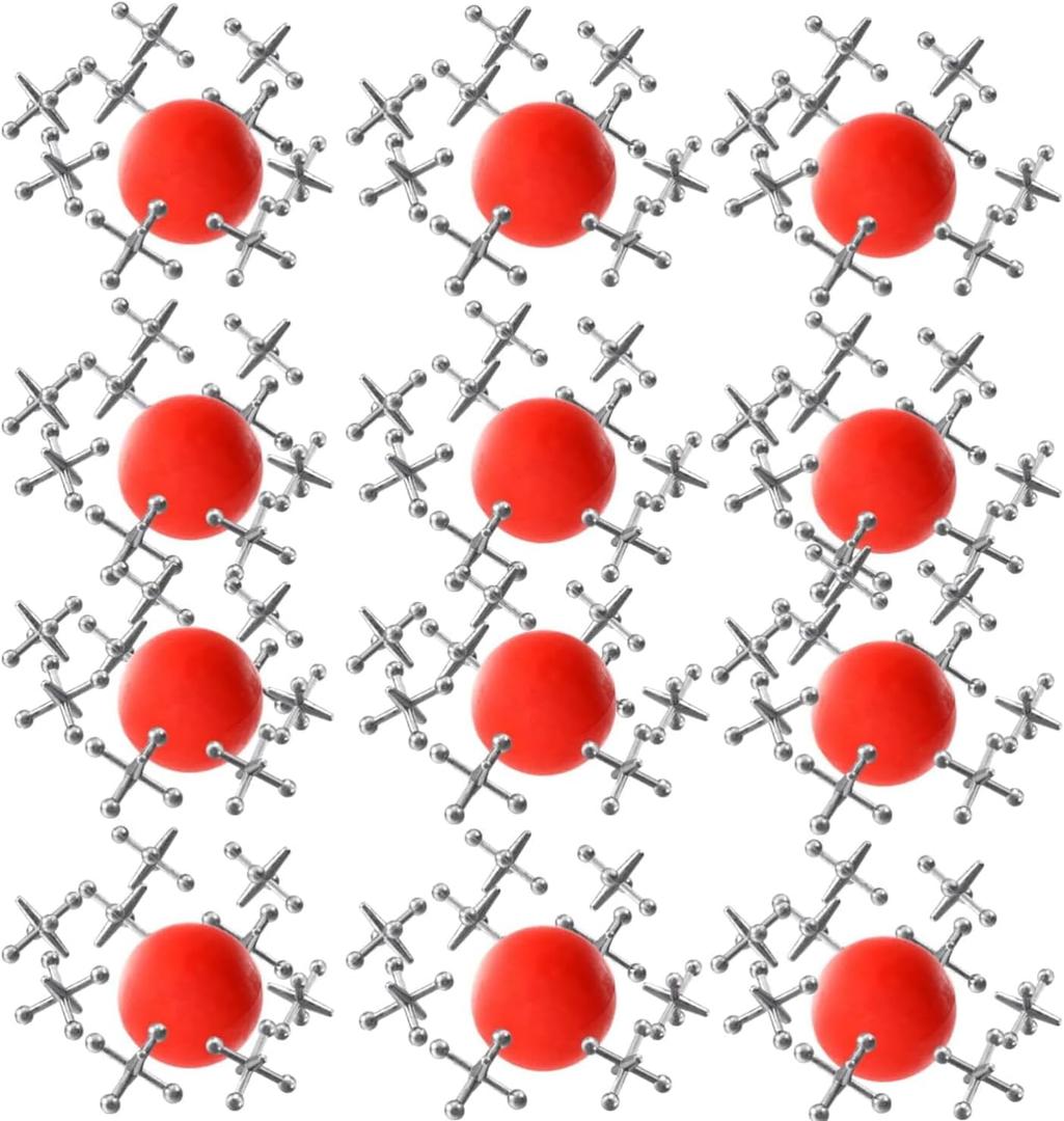 Kicko Metal Jacks Set - 12 Sets per Order - Metallic Jacks and Bouncy Ball Set - for Party Favors, Game Prizes, Kids' Activities, Loot Bag Fillers, Halloween, Easter, Birthday Parties