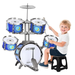 Upgraded Kids Drum Set for Toddlers 3-5 – Plastic Jazz Drum with Stool Musical Toy Birthday Xmas Gift for 3 4 5 6 Boys & Girls