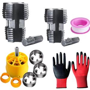 Electric Drill Compatible Pvc Pipe Threader Kit,Pvc Pipe Threader,4/6 Points,6 Points/1 Inch,Comes with 1 Pair of Black Red Gloves,Suitable for Electric Drill (Inside + Outside)