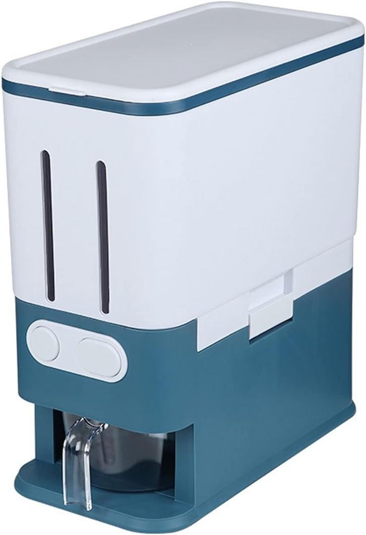 Rice Dispenser, Multi-Function Separate Airtight Grain Storage Container Automatic Rice Bucket with Lids, Household Cereal Dispenser Bucket(Green)