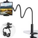 KDD Gooseneck Tablet Stand, 360 Adjustable Phone & iPad Holder for Bed and Desk, Flexible Arm Mount Clip for Video Recording, Bedside & Headboard Clamp for iPad Pro 12.9, Mini, Kindle