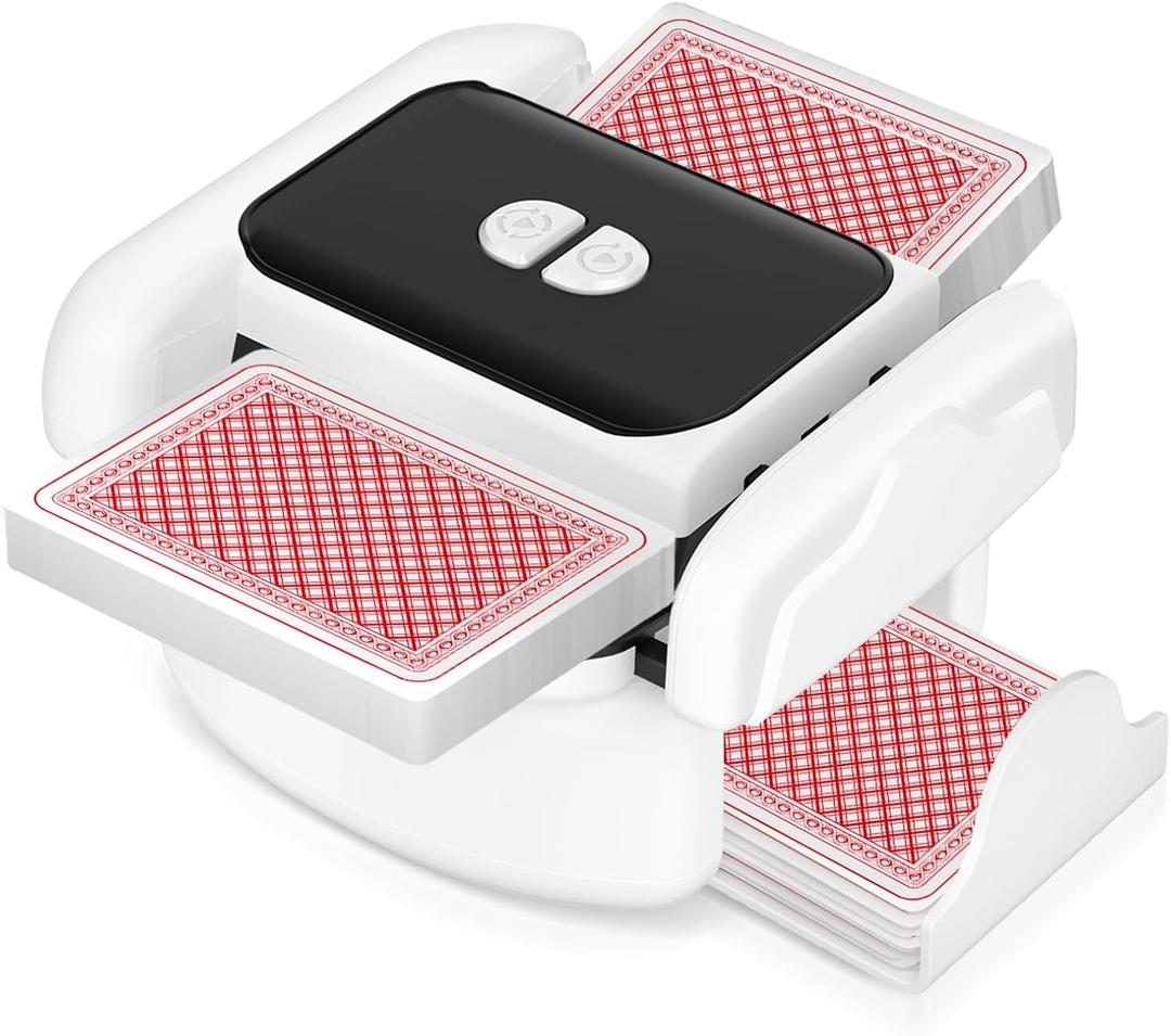 Honlunu Automatic Card Shuffler for 1-2 Decks, One-Click Shuffling and Manual Mode, Portable Rechargeable (2600mAh) Compatible with Poker, UNO, Bridge, Spades, Card Games for Adults & Family