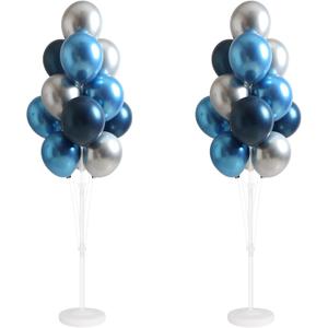 Balloon Column Kit for Floor-Balloon Columns with Stand, Base and Pole,Balloon Tower Backdrop Decoration for Wedding, Baby Shower, Birthday Party, or Bachelorette Parties (BLUE SILVER)