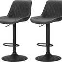 Artiss Bar Stools Stool Set of 2 Kitchen Counter Barstools Dining Chair Chairs Leather Black in 60-80cm Seat Height Floor for Home Bar Dining Room Cafe Outdoor Indoor