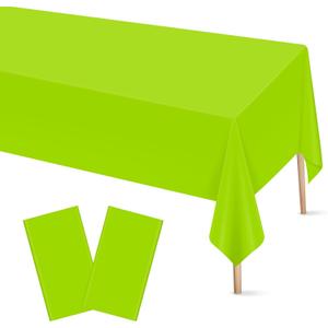 Mulbozy 2 Pcs Lime Green Plastic Tablecloth for Rectangle Table, 54  108 inches Disposable Lime Green Party Table Covers for Birthday, Anniversary, Wedding, Fine Dining, Graduation Party Decoration
