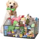 Kaiferty Indestructible Dog Toy basket, Large Toy Bin for Dogs,Pet Toy Bin Dog Metal Basket Organizer Storage for Toys Food Storage (Black)