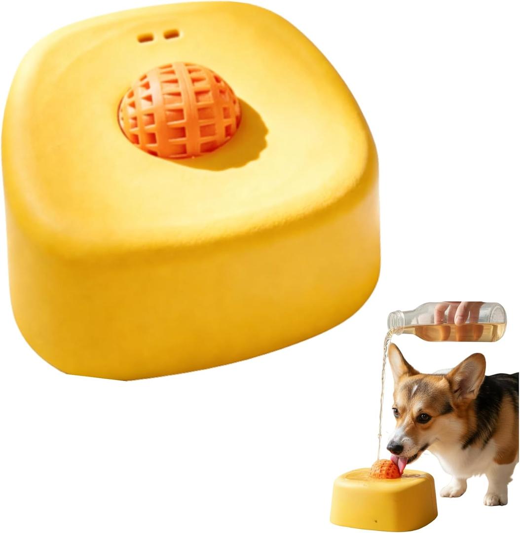 Interactive Slow Feeder Dog Lick Bowls for Liquid Treat Entertained Ball-in Bone Broth Dog Lick Bowl, 3/4 Cup Yogurt Pup for Large Medium Small Breeds Dietary