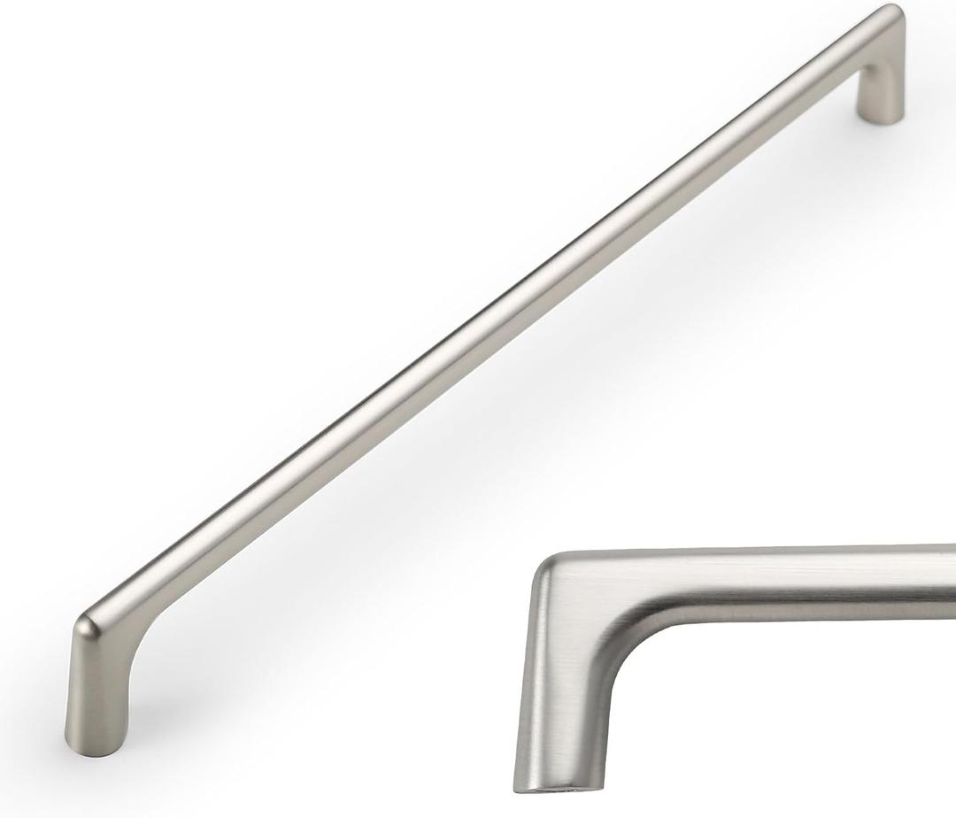 Amerdeco 10 Pack Brushed Satin Nickel Cabinet Pulls 10 Inch(256MM) Hole Centers Kitchen Cabinet Handles Hardware Kitchen Handles for Cabinets Cupboard Handles Drawer Pulls ZH0041