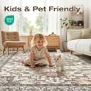 8x10 Area Rugs Living Room: Washable Vintage Rug Large Non-Slip Stain Resistant Ultra Soft Low Pile Pet Kids Friendly Carpets for Bedroom Dining Room Nursery Home Office Decor - Light Brown