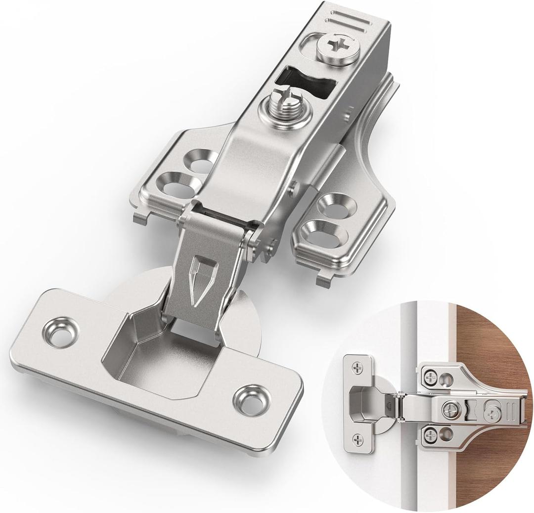 2 Pairs 4 Packs Full Overlay Soft Close Cabinet Hinges,3/4 inch Face Frame Soft Close Hinges with Hydraulic Damper, Concealed 3D Adjustable for Frame & Frameless Cabinets