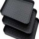 QPEY Boot Mat Tray, 3 Pack Black Multi-Function 13.7" x 10.8" x 1.2" Boots Drying Pad, Dog or Cat Bowl Pad, Garden- Mudroom, Entrance Passage, Garage-Indoor and Outdoor