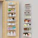 Over The Door Organizer, 8-tier Metal Door Organizer Hanging with Adjustable Baskets, Behind The Door Storage for Bedroom Closet Bathroom Pantry Cabinet Kitchen, White