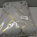 ZJDECOR Grey Full Blackout Window Curtain Panels with Gold Geo Moroccan Metallic Printed Pattern,Modern Grommet Drapes for Bedroom,Thermal Insulated Window Treatment,52" Wx84 L(Pack of 2),Grey/Gold