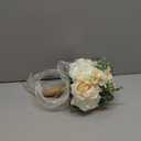 Vkkperp 9.5In Wedding Bouquets for Bride Bridesmaid, Champagne Roses White Artificial Flowers Toss Bouquet for Wedding Party Church Decoration