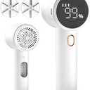 Fabric Shaver, Lint Remover Rechargeable, Electric Portable Sweater Defuzzer with 3 Speeds, 6 Leaf Blades, Digital LED Display to Remove Pilling for Clothes, Furniture, Sweater, Couch, Blanket