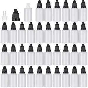 Tioncy 100 Pcs 30ml Plastic Dropper Bottles Bulk Squeezable Liquid Bottles with Leak Proof Caps, Refillable 1 oz Plastic Dropper for Essence, Essential Oil(Black Lid)
