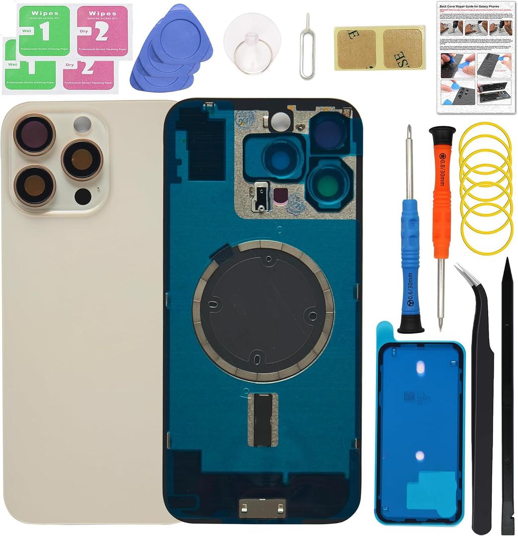16 Pro Max Back Glass Cover Replacement Compatible with iPhone 16 Pro Max (6.9-inch Desert Titanium) with Pre-Installed Lens, Includes Toolkit, Repair Guide