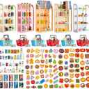 164pcs Miniature Supermarket Shelves Furniture Model 4 Layers Shelf Display Rack Doll House Accessory Storage Bookshelf Accessories Mini Locker Decor Food Drink Bottle Toy Cosplay Game Party