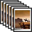 A PLUS MAX 18x24 Picture Frame Set of 6, Engineered Wood Frame Display Photo 16x20 with Mat or 18 x 24 without Mat, 18by24 Frame with Black Wood Grain for Wall - 6 Pack/Black/18 x24 (18x24)
