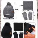 MEWTOGO Thick Fleece Winter Warmer Breathable Beanie Neck Gaiter Touchscreen Gloves Set for Women Gifts, 2 Sets (Black, S)